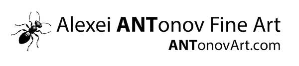 black logo of Alexey Antonov and his website Antonov art.com